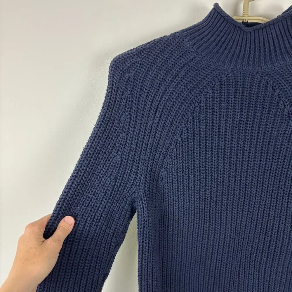 J. Crew Relaxed Rollneck Sweater Navy Blue Small Cotton BE159 2023